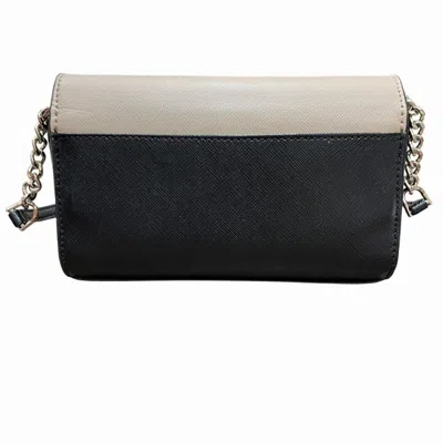 Pre-owned Kate Spade Beige Black Leather Shoulder Bag () In Beige, Black