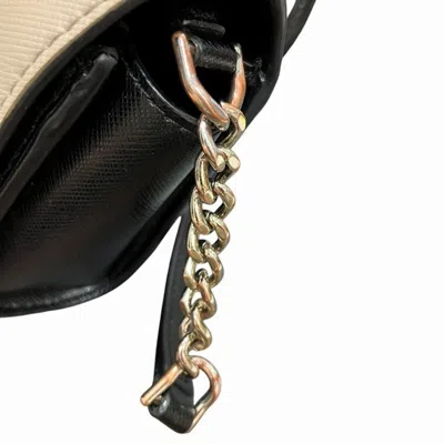Pre-owned Kate Spade Beige Black Leather Shoulder Bag () In Beige, Black