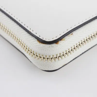 Pre-owned Kate Spade Beige White Leather Long Wallet (bi-fold) () In Beige, White