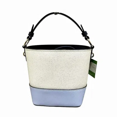 Pre-owned Kate Spade Light Blue White Leather Handbag Shoulder Bag () In Light Blue, White