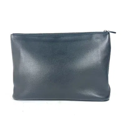 Pre-owned Louis Vuitton Black Leather Clutch Bag Pochette Pouch ()