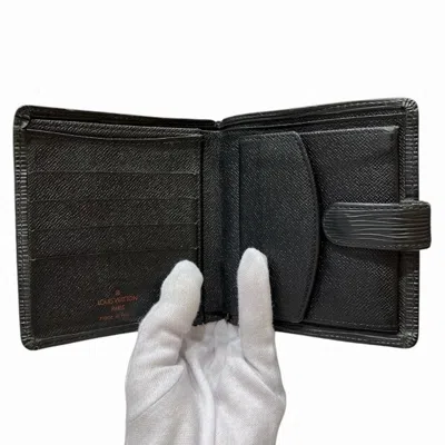 Pre-owned Louis Vuitton Black Noir Epi Leather Wallet (bi-fold) () In Black, Noir
