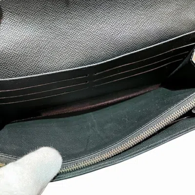 Pre-owned Louis Vuitton Black Noir Leather Long Wallet (bi-fold) () In Black, Noir