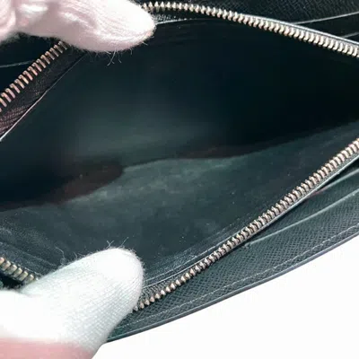 Pre-owned Louis Vuitton Black Noir Leather Long Wallet (bi-fold) () In Black, Noir