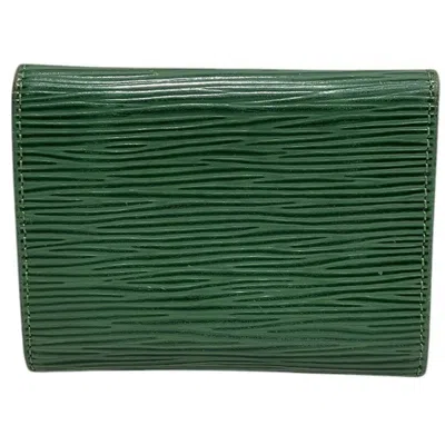 Pre-owned Louis Vuitton Borneo Green Leather Coin Purse/coin Case ()