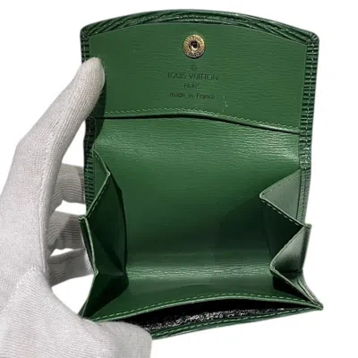 Pre-owned Louis Vuitton Borneo Green Leather Coin Purse/coin Case ()