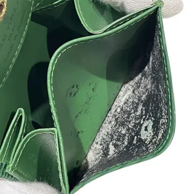 Pre-owned Louis Vuitton Borneo Green Leather Coin Purse/coin Case ()