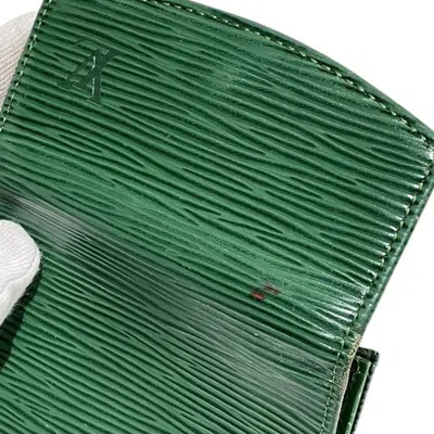 Pre-owned Louis Vuitton Borneo Green Leather Coin Purse/coin Case ()