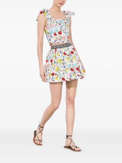 Alice And Olivia Haven Lin And Cotton Mini Skirt