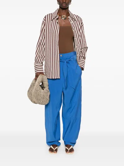 ALYSI ALYSI COTTON BLEND STRIPED SHIRT 