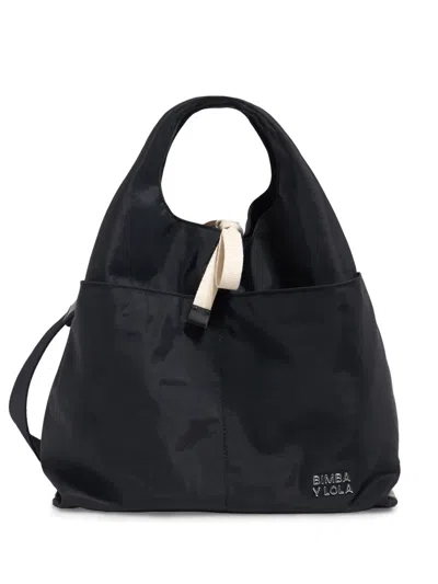 Bimba Y Lola Medium Leather Tote Bag In Black