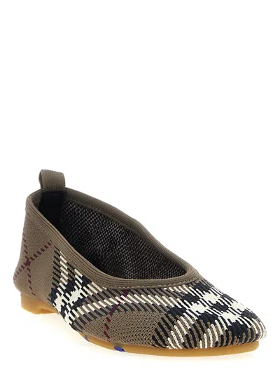 Burberry Knit Baby Nylon Blend Ballerinas With Knitted Traditional Check
