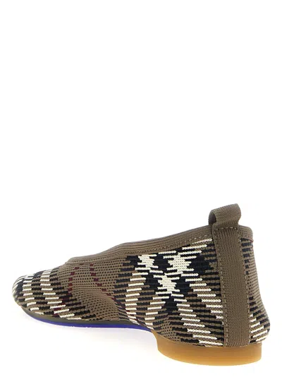 Burberry Knit Baby Nylon Blend Ballerinas With Knitted Traditional Check