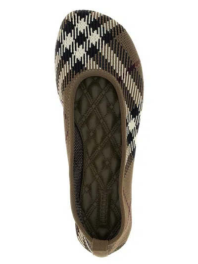 Burberry Knit Baby Nylon Blend Ballerinas With Knitted Traditional Check