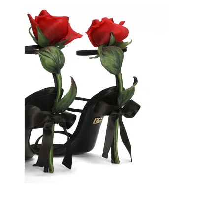 Dolce & Gabbana Keira 105 Satin Sandals With Rose Applique