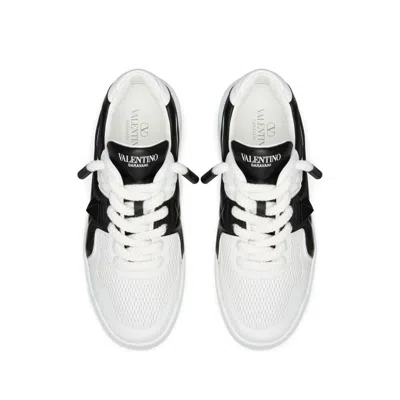 Valentino One Stud Xl Low-top Sneaker In Nappa Leather And Jacquard Toile Iconographe Technical Fabric