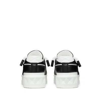 Valentino One Stud Xl Low-top Sneaker In Nappa Leather And Jacquard Toile Iconographe Technical Fabric