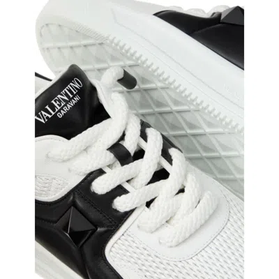 Valentino One Stud Xl Low-top Sneaker In Nappa Leather And Jacquard Toile Iconographe Technical Fabric