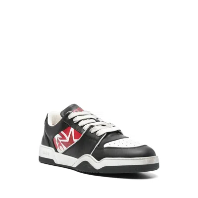 Dsquared2 Black Sneakers With Distressed Effect And Logo On The Heel In Leather Man