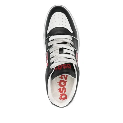 Dsquared2 Black Sneakers With Distressed Effect And Logo On The Heel In Leather Man
