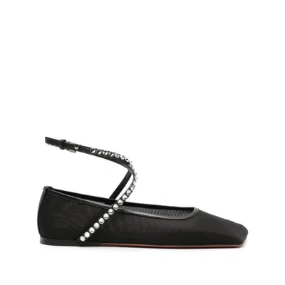 Amina Muaddi Ane Crystal-embellished Mesh Ballerina Shoes