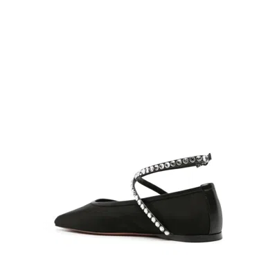 Amina Muaddi Ane Crystal-embellished Mesh Ballerina Shoes