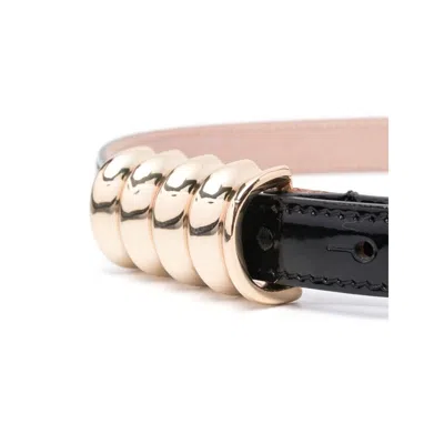 Khaite Julius Small Leather Belt With Gold Buckle