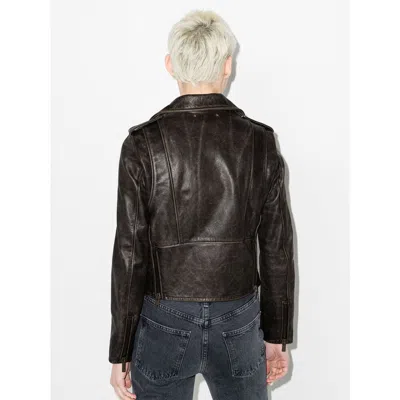 Golden Goose Black Distressed-effect Biker Jacket