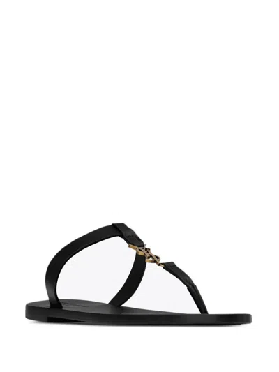 Saint Laurent Cassandre Logo-plaque Leather Sandals