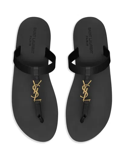 Saint Laurent Cassandre Logo-plaque Leather Sandals