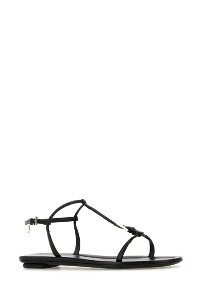 Prada Leather Flat Sole Sandals With Open Toe