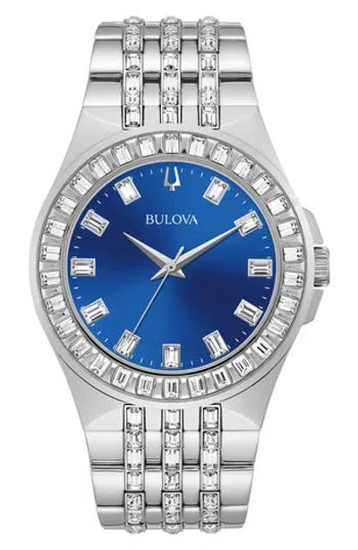 Bulova Men's Phantom Crystal Stainless Steel Bracelet Watch 42mm In Silver