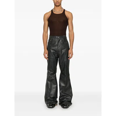 Rick Owens Black Porterville Bolan Leather Trousers