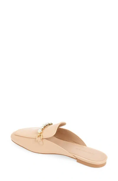 Stuart Weitzman Perla Imitation Pearl Mule In Golden Beige