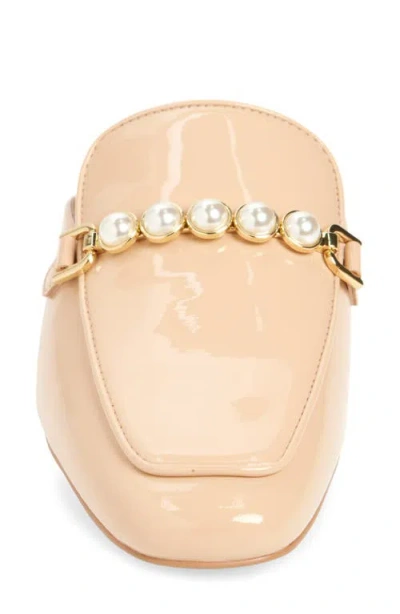 Stuart Weitzman Perla Imitation Pearl Mule In Golden Beige