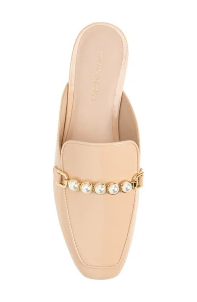 Stuart Weitzman Perla Imitation Pearl Mule In Golden Beige