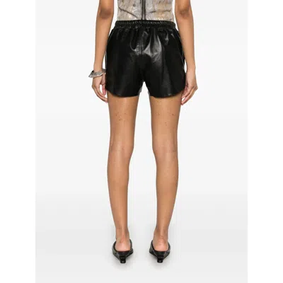 Rick Owens Black Hollywood Boxers Leather Shorts In Black