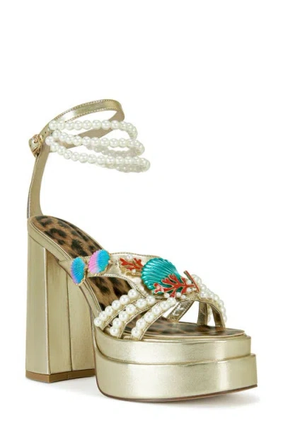 Azalea Wang Arleth Ankle Strap Platform Sandal In Gold