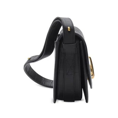 Burberry Croc-effect Leather Shoulder Bag In Black