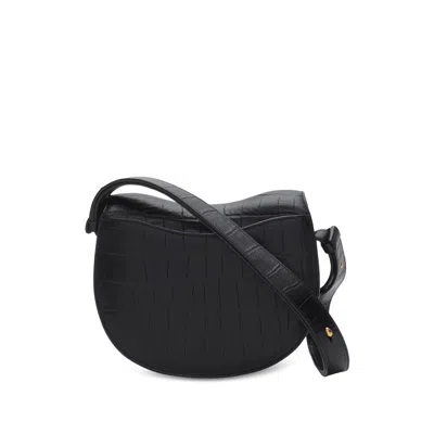 Burberry Croc-effect Leather Shoulder Bag In Black