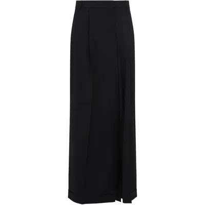 Moschino High-waisted Black Maxi Skirt With Pleated Design