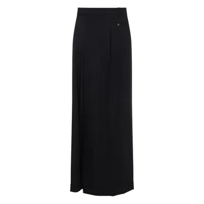Moschino High-waisted Black Maxi Skirt With Pleated Design