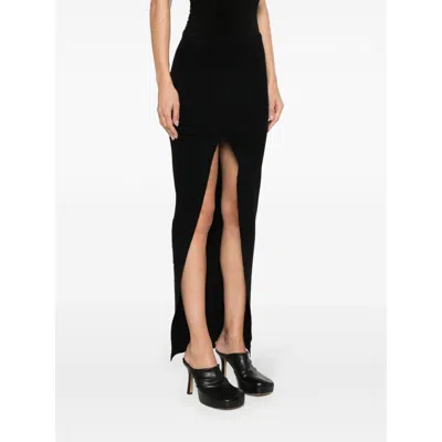 Rick Owens Knitted Midi Skirt In Black