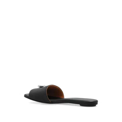 Alexander Mcqueen Open-toe Black Sandals With Metallic Accent In Black