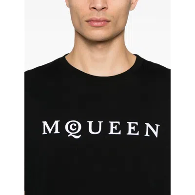 Alexander Mcqueen Logo Print Crewneck T-shirt In Black