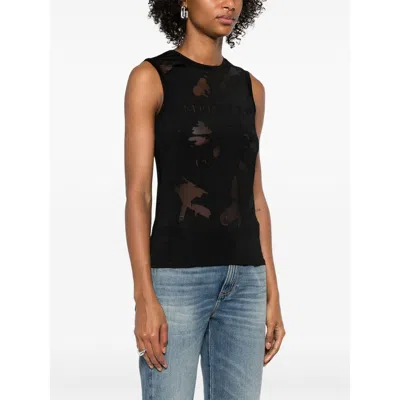 Alexander Mcqueen Black T-shirt With Transparent Inserts