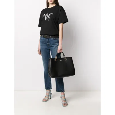 Emporio Armani Black & Silver Pebbled Shopper With Pouch