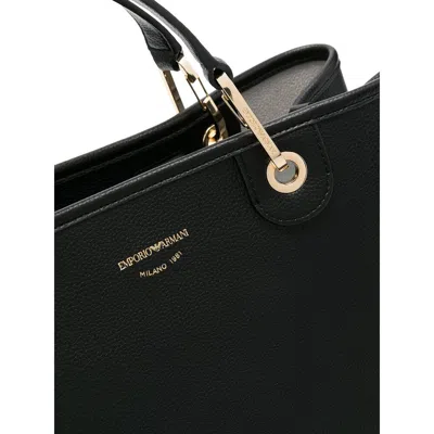 Emporio Armani Black & Silver Pebbled Shopper With Pouch