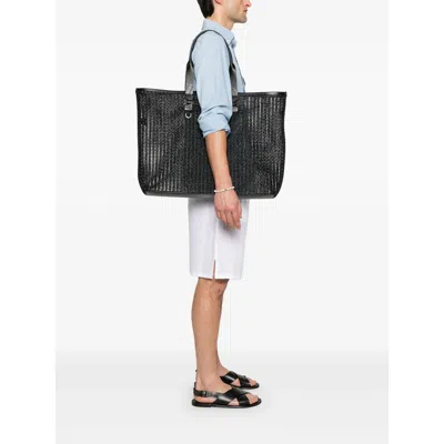 Dolce & Gabbana Leather Intreccio Shopper Bag In Black