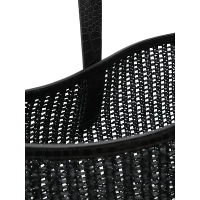 Dolce & Gabbana Leather Intreccio Shopper Bag In Black